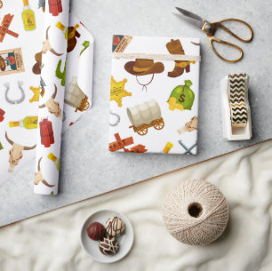 Western Cowboy Icons Wrapping Paper
