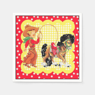 Western Cowboy Kid With Horse And Rope Party Napkin