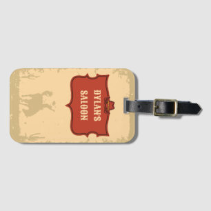 Western Cowboy Monogram Rustic Name Saloon Luggage Tag