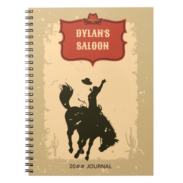 Western Cowboy Monogram Rustic Name Saloon Notebook (Front)