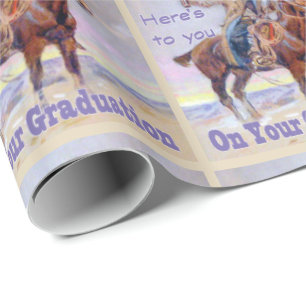 Western Cowboy On Horse Graduation Toast Gift Wrap