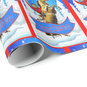 Western Cowboy On Horse Merry Christmas Wrapping Paper