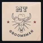 Western Cowboy Ox Skull Vintage Best Man Groomsmen Stone Coaster<br><div class="desc">Personalised gifts for groomsmen and best man with western cowboy theme. Decorated with cowboy hat with vintage western font. Text and colour are editable using the Design Tool to fit your occasion. Get this customise gift for wedding,  bachelor party,  engagement party or any other special occasions.</div>