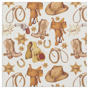 Western Cowboy Pattern Fabric