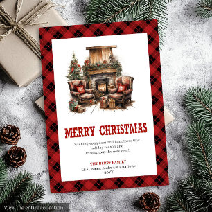 Western Cowboy Plaid Buffalo Christmas Card