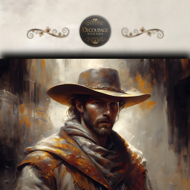 Western Cowboy Portrait Art Decoupage Tissue Paper (Western Cowboy Portrait Art Decoupage Tissue Paper)