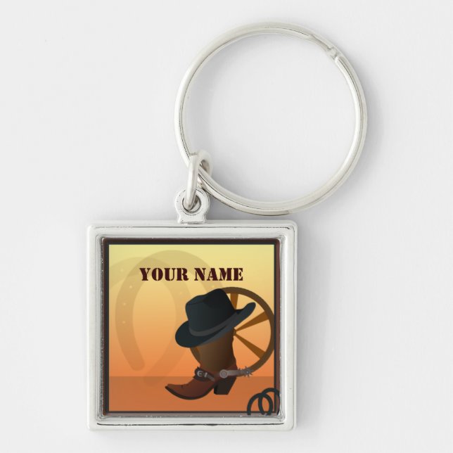 Western Cowboy Premium Keychain (Front)