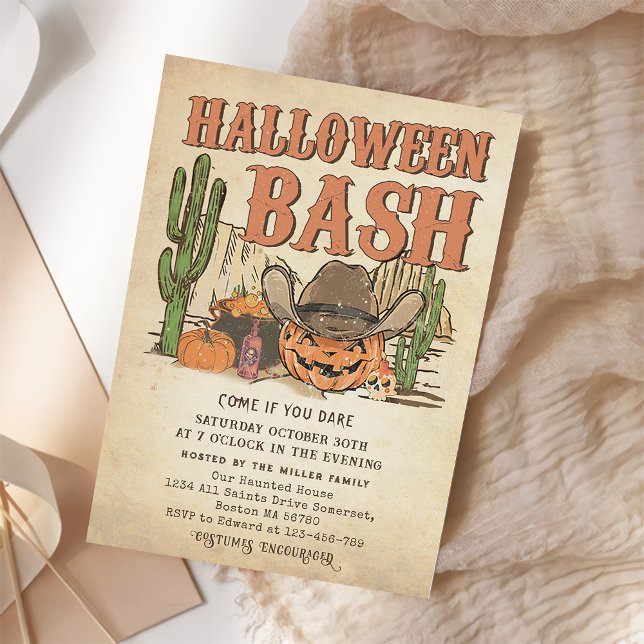 Western Cowboy Pumpkin Halloween Bash Party  Invitation (Creator Uploaded)