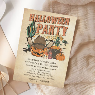 Western Cowboy Pumpkin Halloween Party Invitation