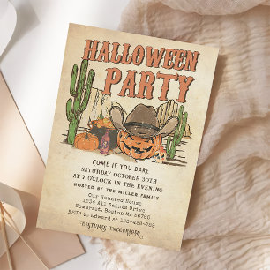 Western Cowboy Pumpkin Halloween Party Invitation