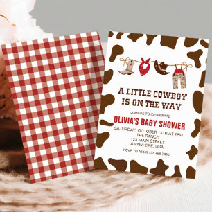 Western Cowboy  red Baby Shower Invitation