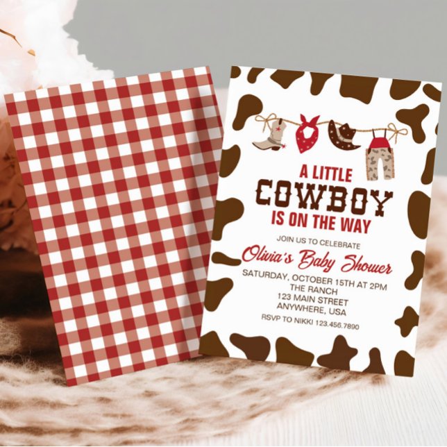 Western Cowboy  red Baby Shower Invitation (Creator Uploaded)