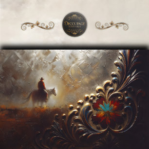 Western Cowboy Rider Ornate Art Decoupage Tissue Paper