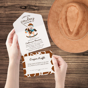 Western Cowboy Rocking Horse Boy Baby Shower  All In One Invitation