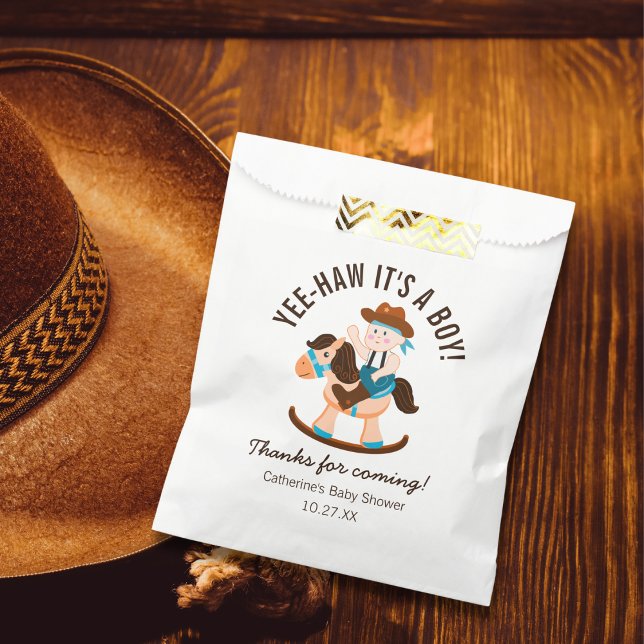 Western Cowboy Rocking Horse Boy Baby Shower  Favour Bag (Creator Uploaded)