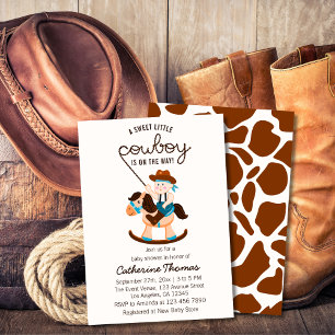 Western Cowboy Rocking Horse Boy Baby Shower  Invitation