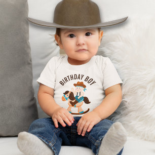 Western Cowboy Rocking Horse Boy Birthday Baby T-Shirt