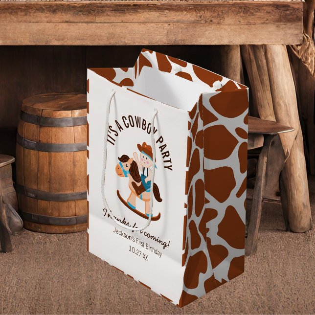 Western Cowboy Rocking Horse Boy Birthday Medium Gift Bag (Creator Uploaded)