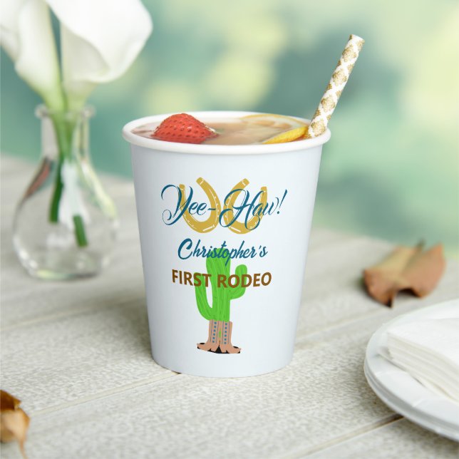 Western Cowboy Rodeo Birthday Paper Cups (Insitu)