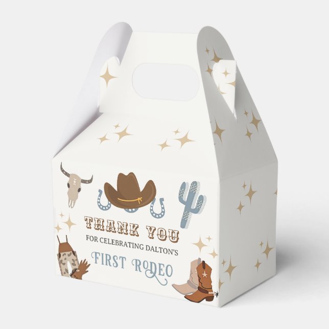 Western Cowboy Rodeo Birthday Party Favour Box (Front Side)