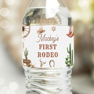 Western Cowboy Rodeo Birthday Water Bottle Label