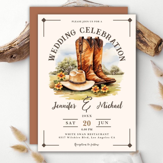 Western Cowboy Rodeo Boots Country Wedding Invitation (Creator Uploaded)