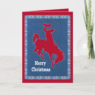 Western Cowboy Rodeo Bronc Rider Faux Leather Card