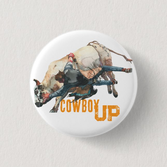 Western Cowboy Rodeo Bull 3 Cm Round Badge (Front)