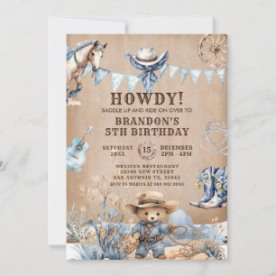 Western Cowboy Rodeo Kids Birthday Invitations