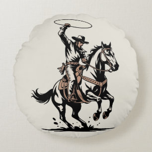 Western Cowboy Rodeo Round Cushion