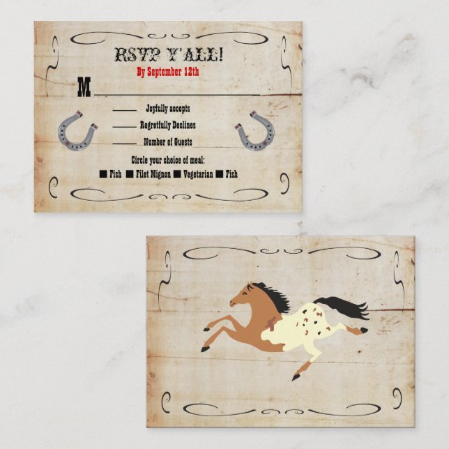 Western Cowboy RSVP Enclosure Card Insert (Front/Back)