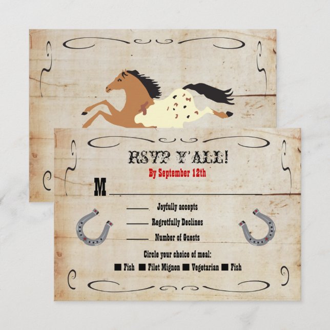 Western Cowboy RSVP Enclosure Card Insert (Front/Back)