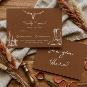 Western Cowboy Rustic Desert Country Boots Wedding RSVP Card