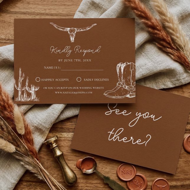 Western Cowboy Rustic Desert Country Boots Wedding RSVP Card (Creator Uploaded)