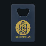 Western Cowboy Rustic Groomsmen Name Monogram<br><div class="desc">Personalised gifts for groomsmen with western cowboy theme. Decorated with cowboy hat with vintage western font. Text and background colour are editable using the Design Tool to fit your occasion. Get this customise gift for wedding,  bachelor party,  engagement party or any other special occasions.</div>