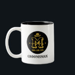 Western Cowboy Rustic Groomsmen Name Monogram Two-Tone Coffee Mug<br><div class="desc">Personalised gifts for groomsmen with western cowboy theme. Decorated with cowboy hat with vintage western font. Text and colour are editable using the Design Tool to fit your occasion. Get this customise gift for wedding,  bachelor party,  engagement party or any other special occasions.</div>