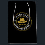 Western Cowboy Rustic Logo Personalised Groomsmen Medium Gift Bag<br><div class="desc">Personalised gifts for groomsmen with western cowboy theme. Decorated with cowboy hat with vintage western font. Text and colour are editable using the Design Tool to fit your occasion. Get this customise gift for wedding,  bachelor party,  engagement party or any other special occasions.</div>