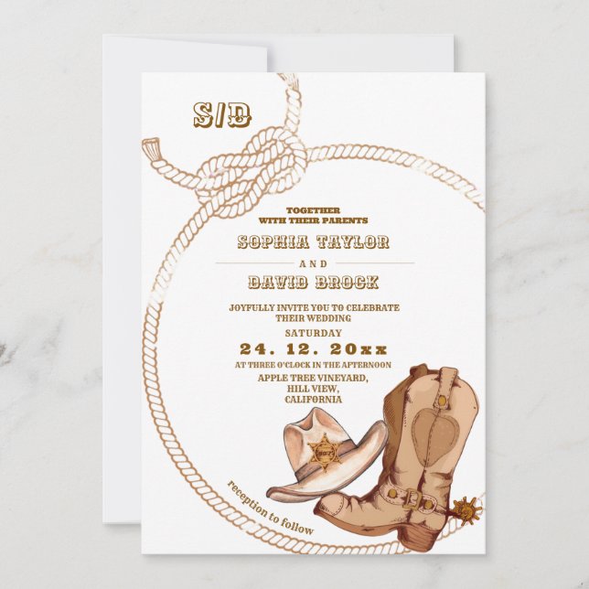 Western Cowboy Rustic Wedding  Invitation (Front)