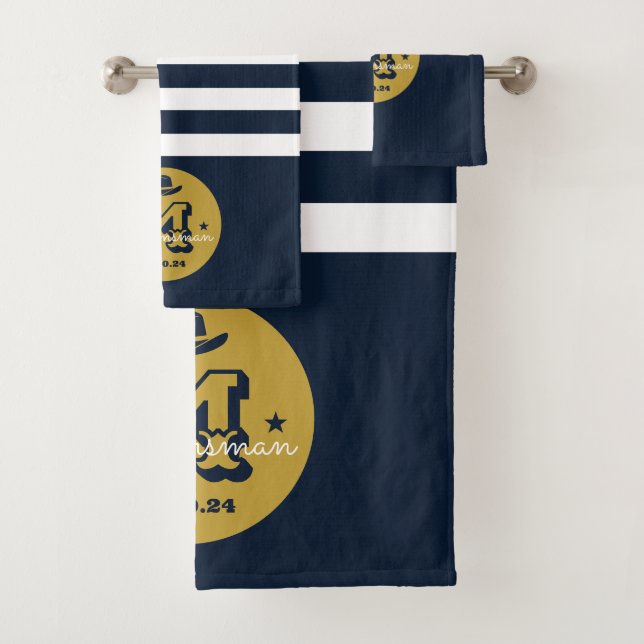 Western Cowboy Rustic Wedding Monogram Groomsmen Bath Towel Set (Insitu)
