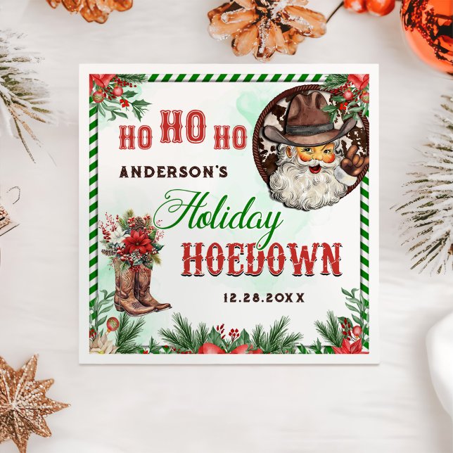 Western Cowboy Santa Christmas Hoedown Party  Napkin (Creator Uploaded)