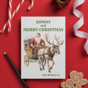 Western Cowboy Santa Christmas Holiday Postcard