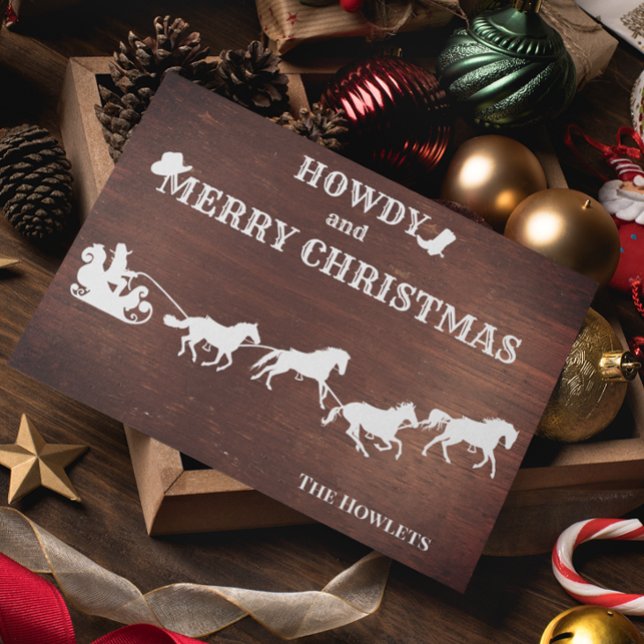 Western Cowboy Santa Sled Horse Christmas Holiday Card (Creator Uploaded)