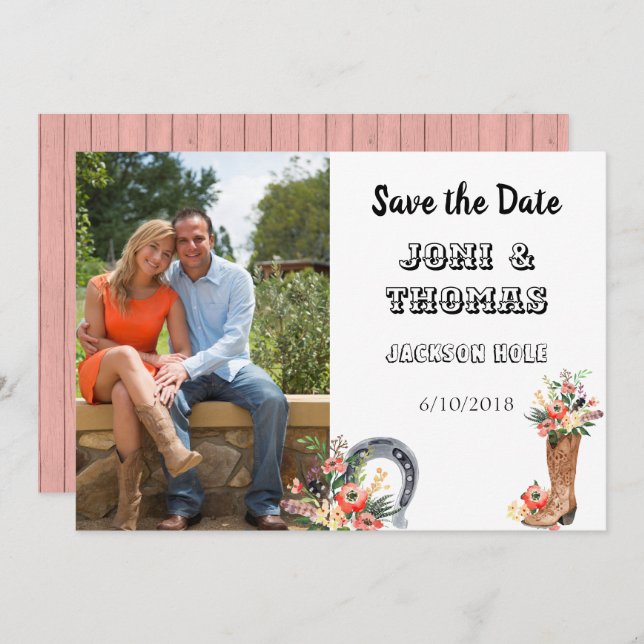 Western Cowboy Save the Date Invitation (Front/Back)