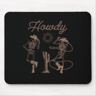 Western Cowboy Skeleton Dancing Howdy Halloween  Mouse Pad