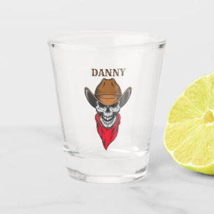 Western Cowboy Skull With name Design Shot Glass
