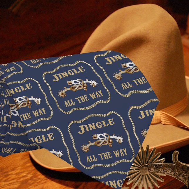 Western Cowboy Spurs Jingle All The Way Blue Tie (Creator Uploaded)