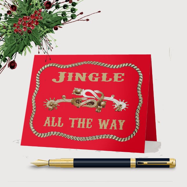Western Cowboy Spurs Jingle All The Way Christmas Card (Creator Uploaded)