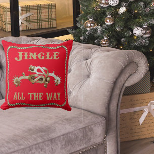 Western Cowboy Spurs Jingle All The Way Cushion