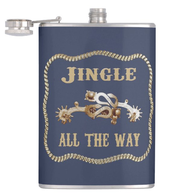 Western Cowboy Spurs Jingle All The Way Hip Flask (Opened)