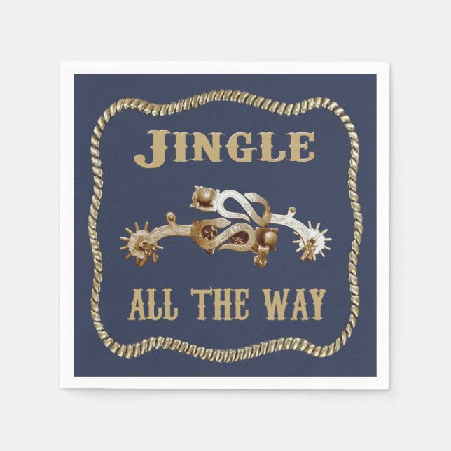 Western Cowboy Spurs Jingle All The Way Napkin (Front)